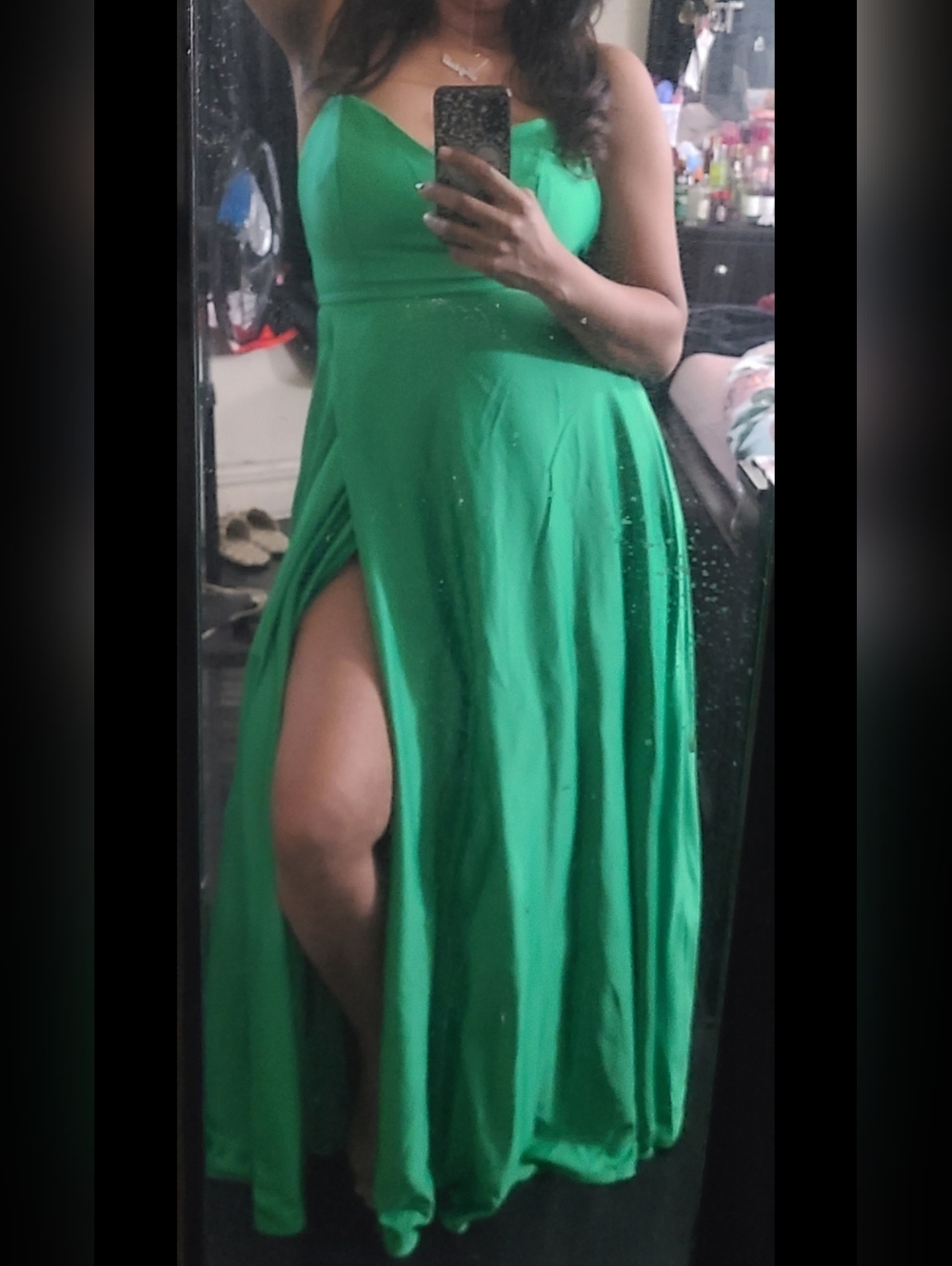 Elegant Green Ball Gown/prom Dress with Spaghetti Straps
